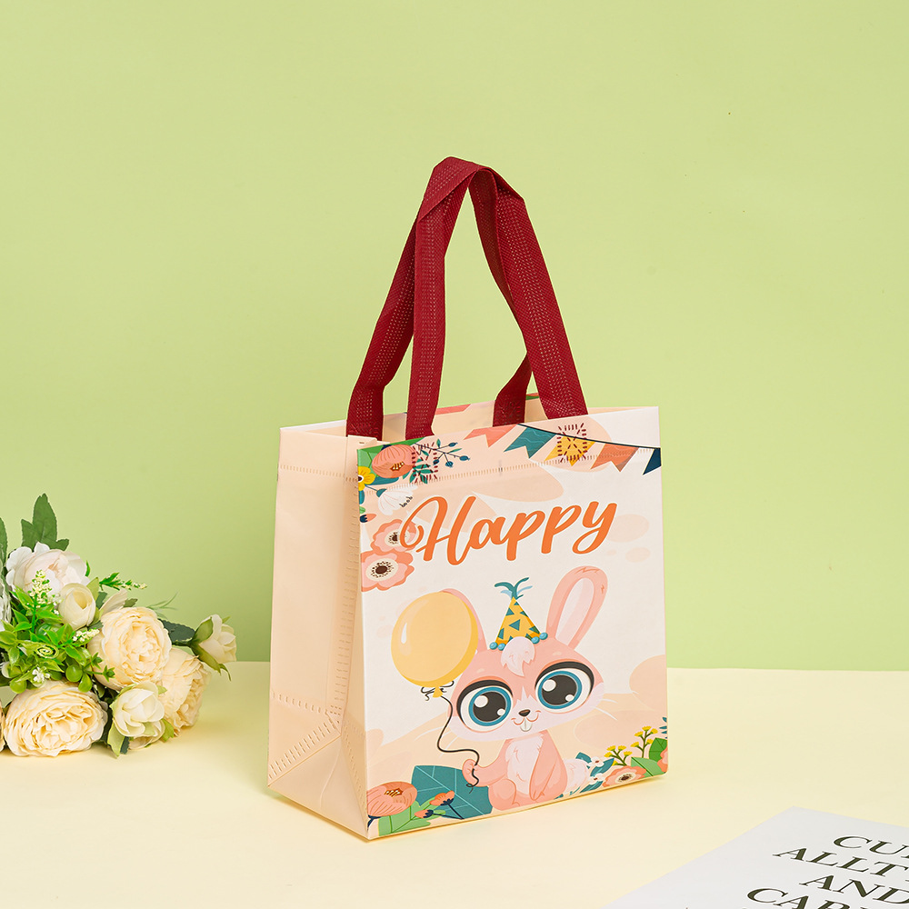 现货批发儿童便携购物袋 可爱卡通覆膜防水无纺布手提袋 伴手礼品袋无纺布袋详情6