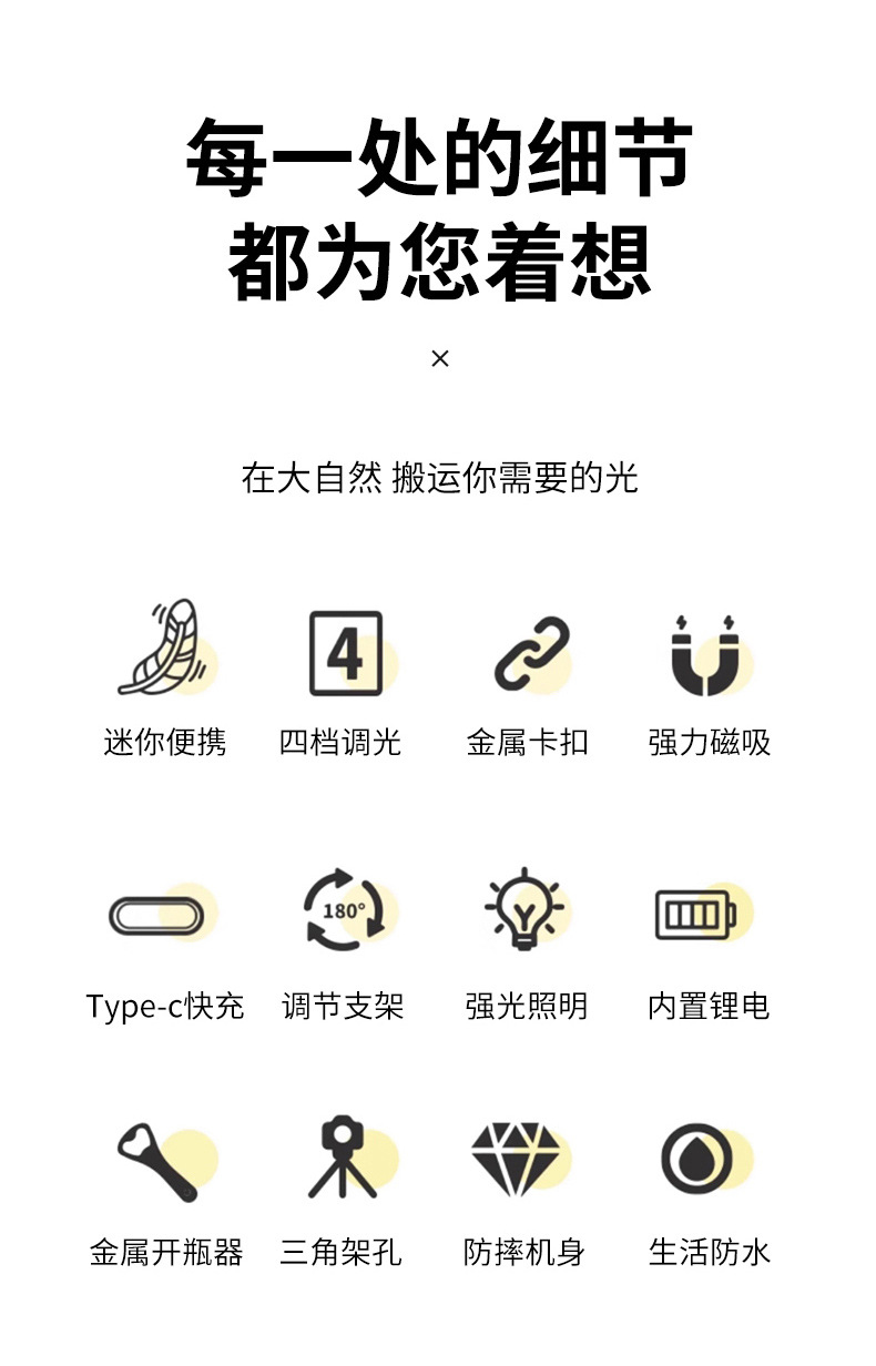 便携式随身钥匙扣露营灯多功能工作灯充电迷你户外强光手电筒详情2