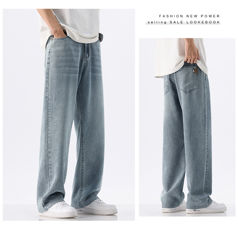 2025天丝牛仔裤男款夏季新款薄款直筒阔腿莱赛尔男士冰丝休闲裤子详情12