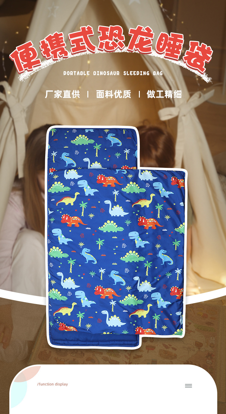 Kindergarten nap sleeping bag, dinosaur children sleeping bag, portable folding primary school sleeping bag, thickened cartoon sleeping bag for autumn and winter pic 2