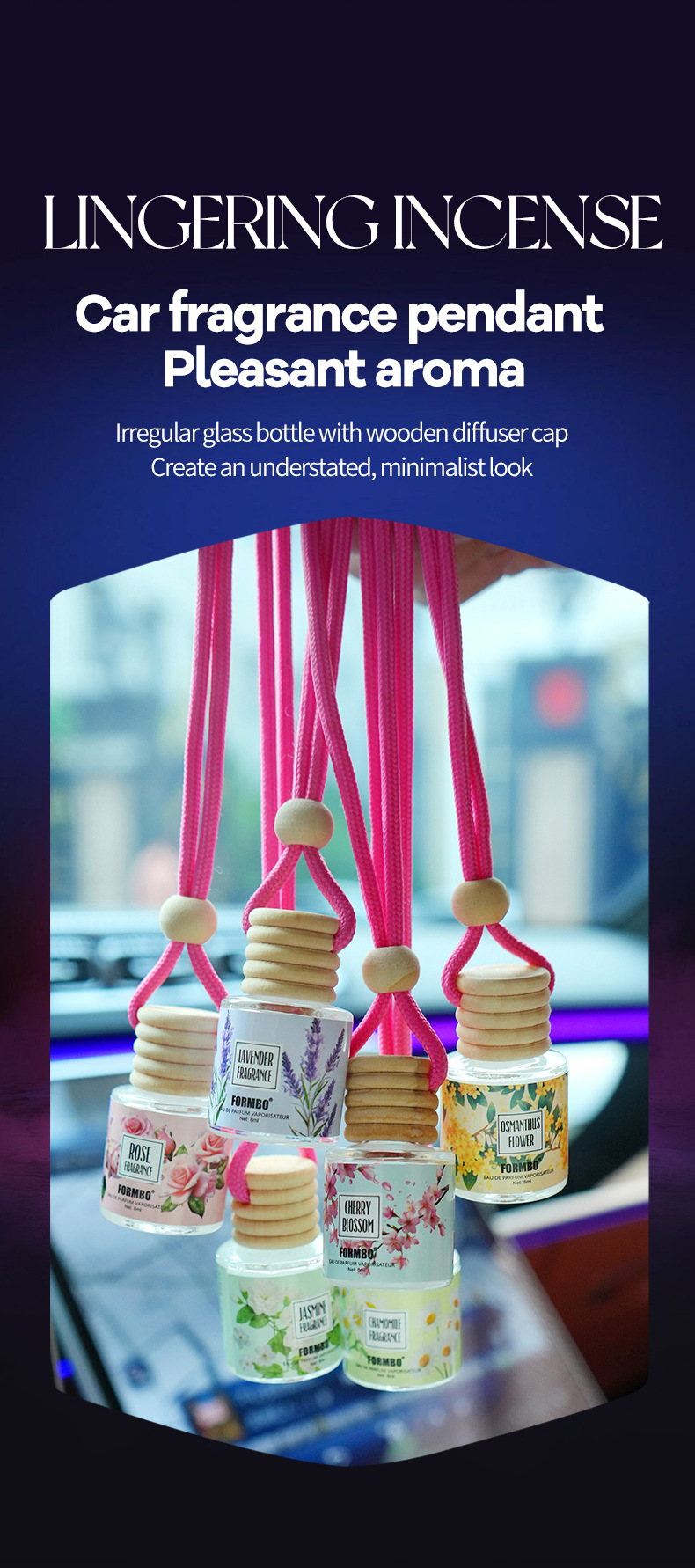 【跨境专供】FORMBO车载香薰清新花香淡香小巧汽车香薰挂件批发详情3