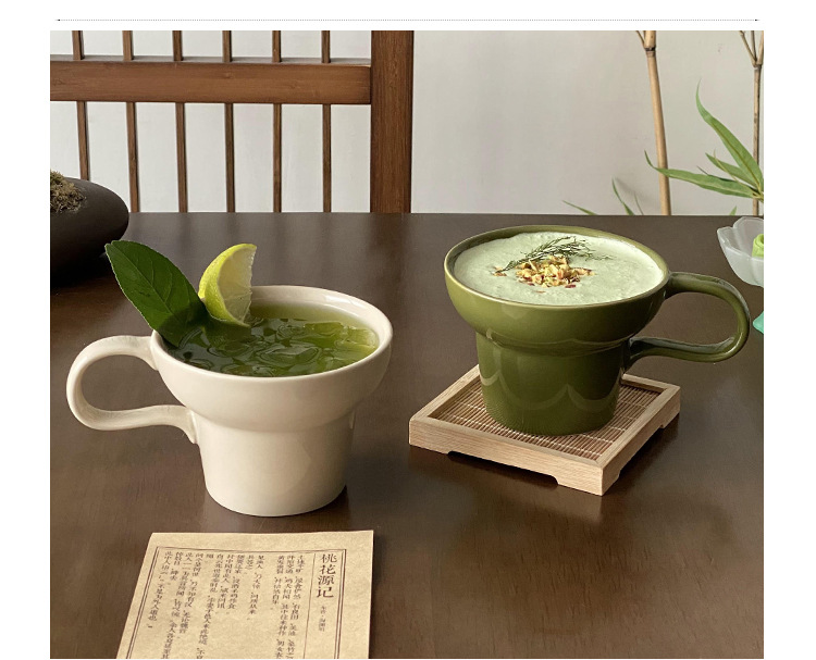 中古陶瓷马克杯家用带把拿铁咖啡杯ins风喝水杯子创意瓷杯牛奶杯详情3