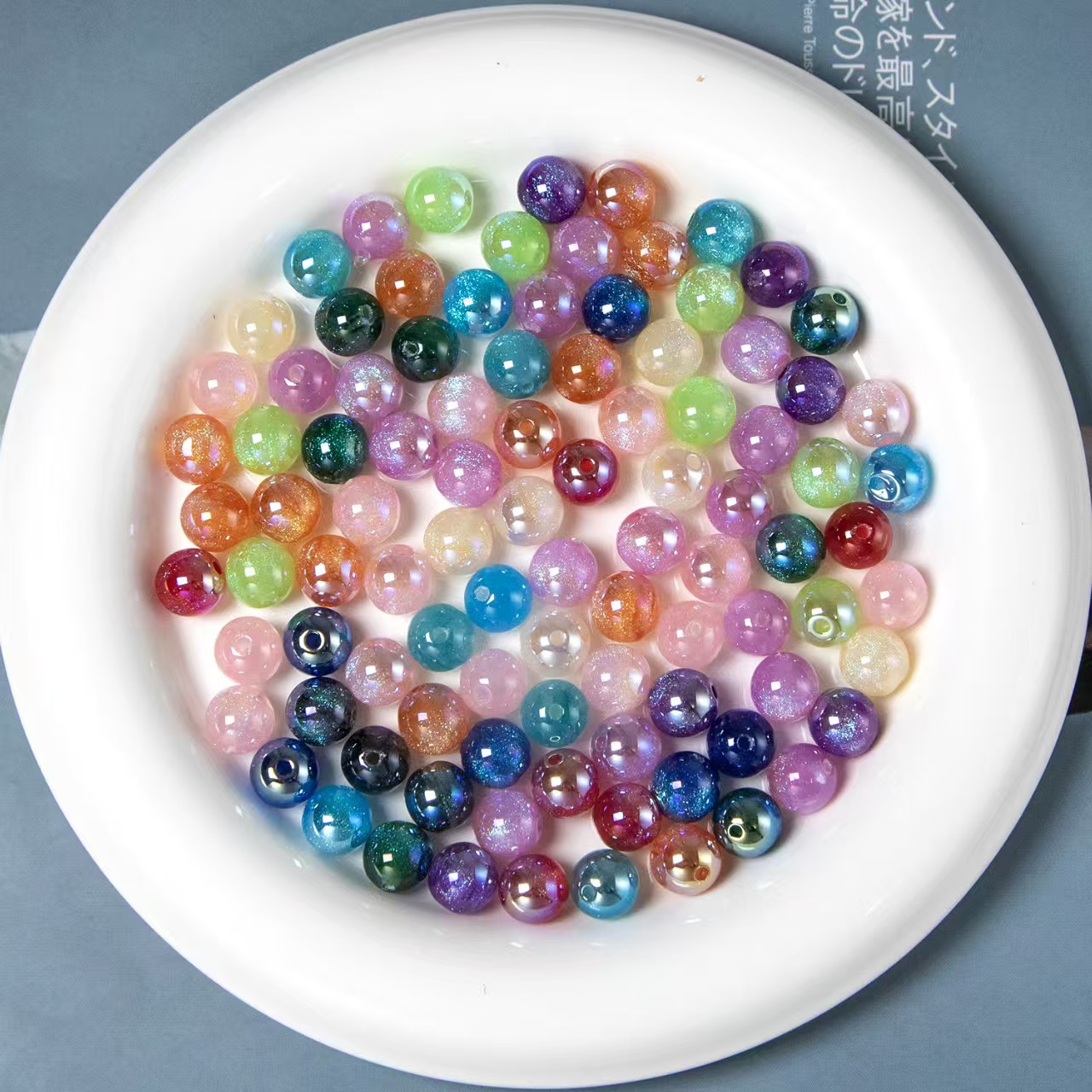 8-12mm high-grade photosensitive chemical coated starry Mermaid Princess round resin beads diy bracelet and necklace jewelry beads pic 7