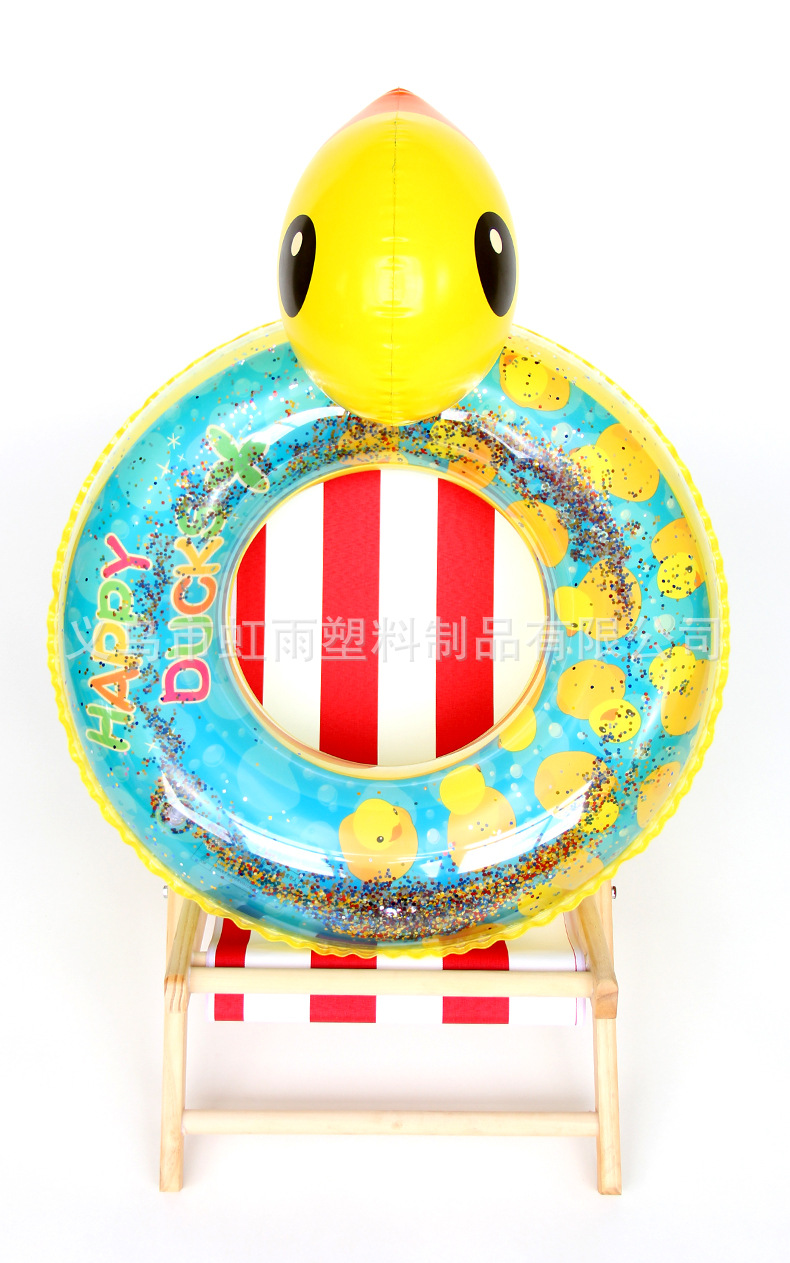 儿童泳圈婴儿座圈充气亮片坐圈带头艇宝宝戏水圈小黄鸭加厚游泳圈详情2