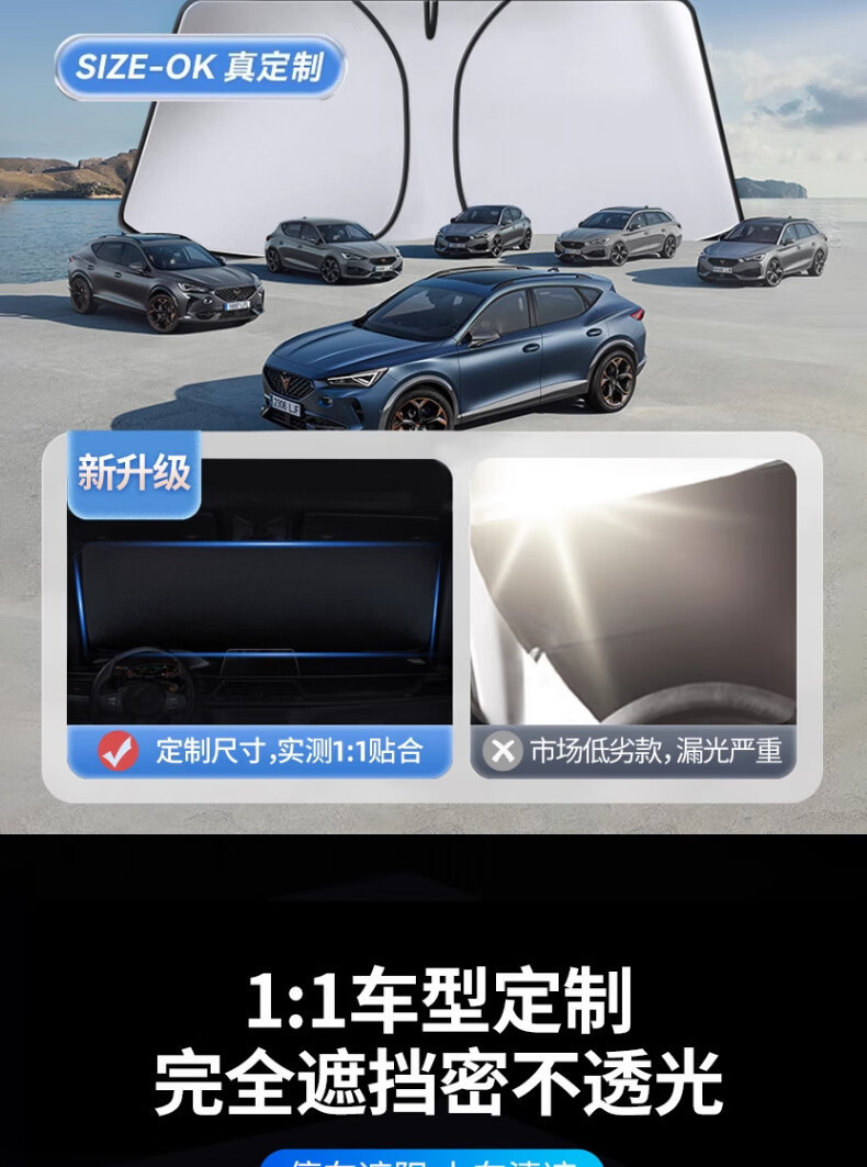 Cross-border bestsellers: Summer heat-insulating peptide silver car sun umbrellas, front windshield sunshades, umbrellas, wholesale sun umbrellas pic 4
