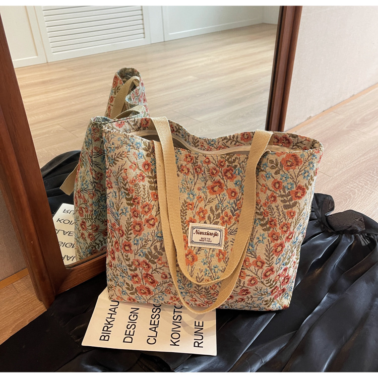 大容量帆布包包2024新款潮时尚百搭单肩手提袋子ins学生上课包女详情42