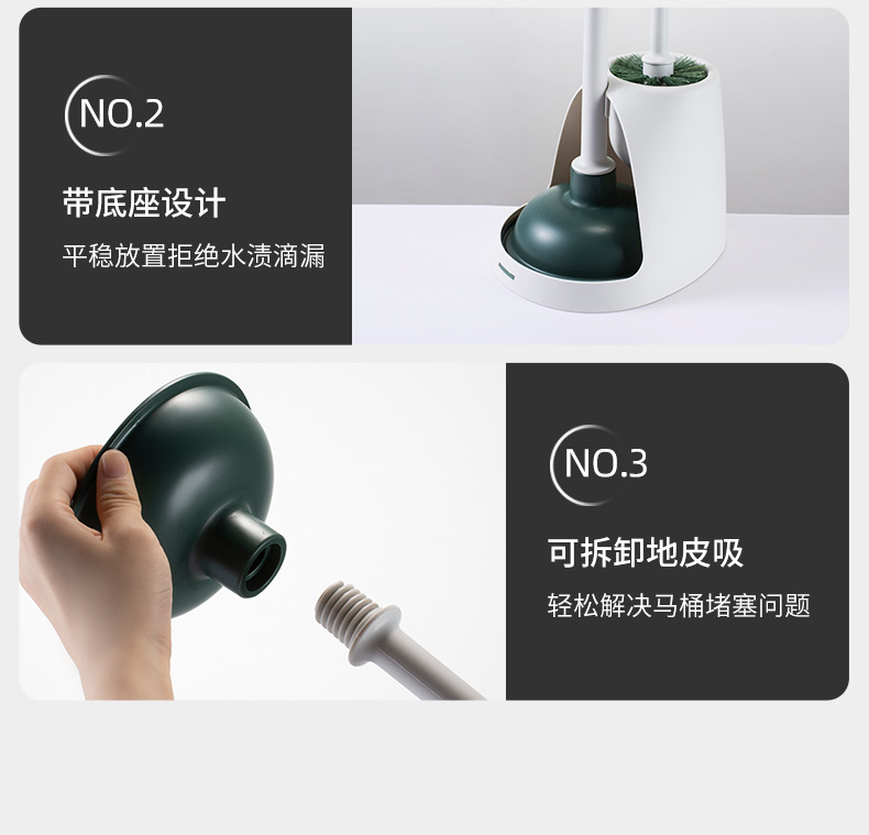 Shunmei Toilet Brush with suction and Unblocking Combination is a must-have for cleaning every corner of the bathroom. It is a household plastic unblocking water pull brush pic 13