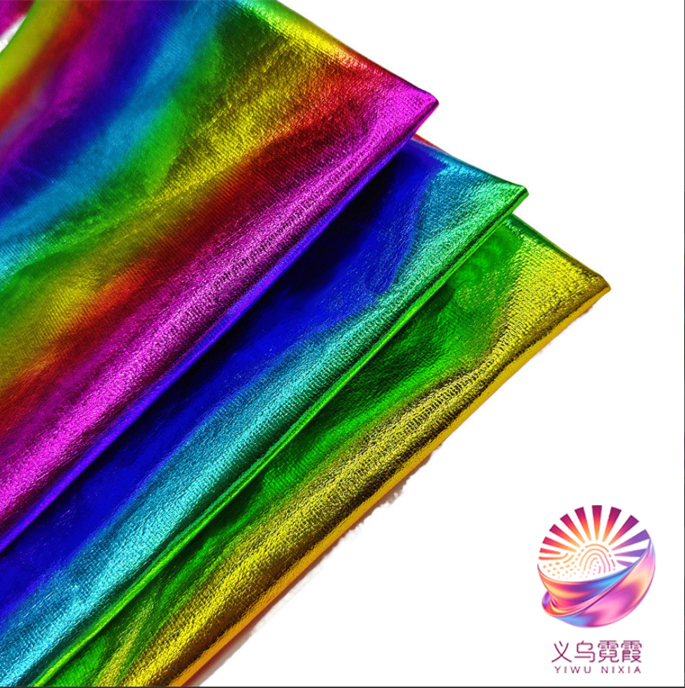 七彩条纹烫金布双面弹彩虹舞台服装天使翅膀独角兽数码装饰材料烫金箔包装详情8