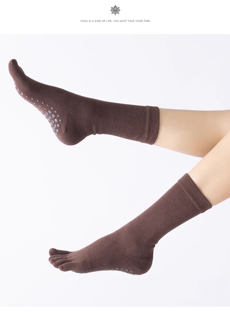 高端瑜伽袜子女微压力袜专业防滑中筒普拉提袜五指分趾运动袜详情12