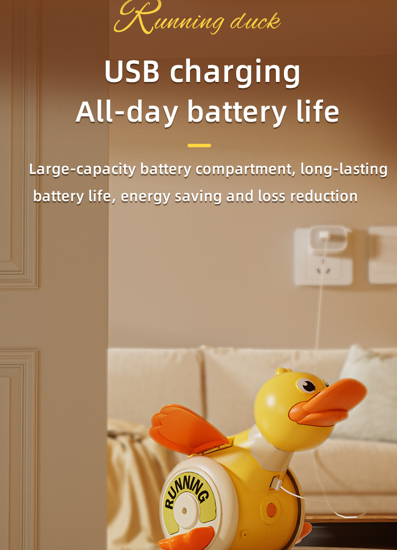 2025跨境电动万向旋转鸭儿童萌趣声光转转鸭小宝宝引导学爬玩具鸭详情14