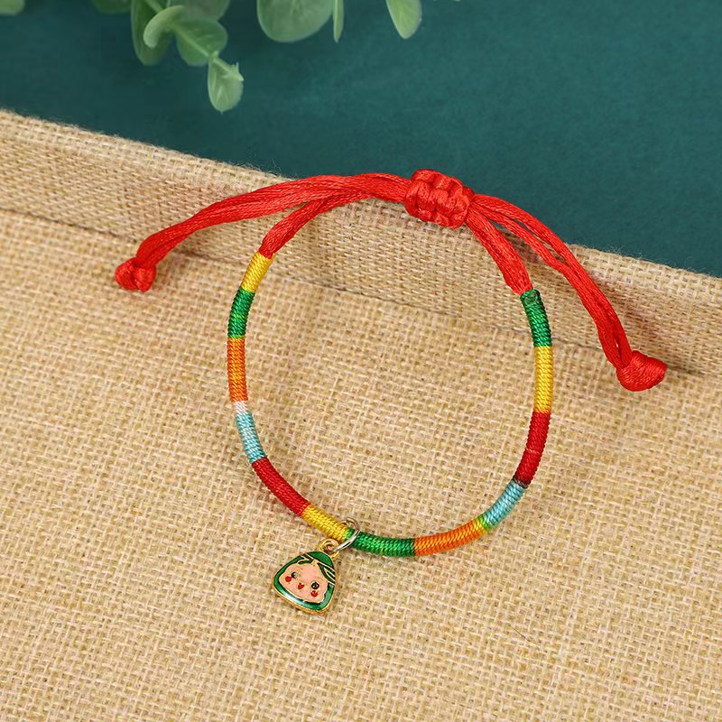 端午节五彩绳足银粽子民族风手工编织五彩粽子手绳礼物国风传统简详情6