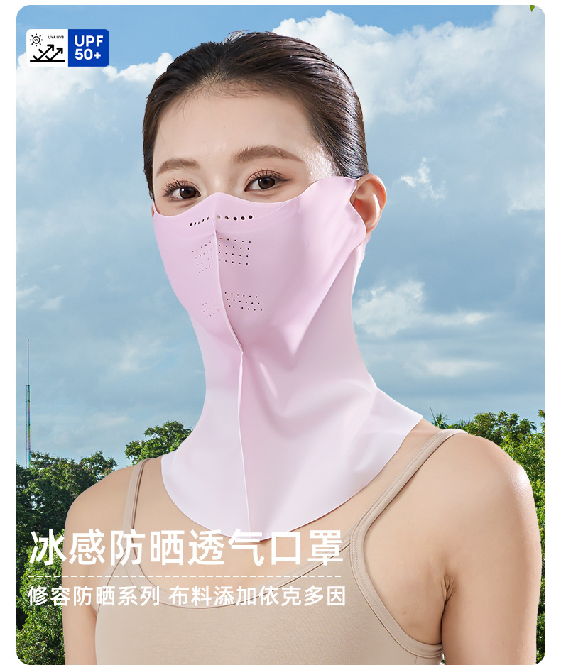 夏季爆款防晒面罩防紫外线冰丝防晒面纱脸基尼女透气护眼防晒口罩详情6