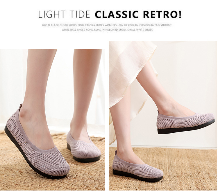 老北京布鞋女夏季飞织网面透气豆豆鞋软底软面妈妈鞋浅口镂空凉鞋详情17