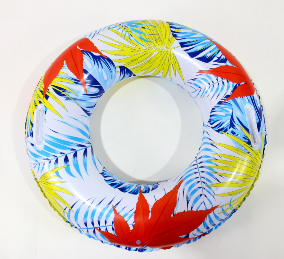 虹雨厂家直销爆款网红新款加厚大扶手枫叶丛林游泳圈详情1