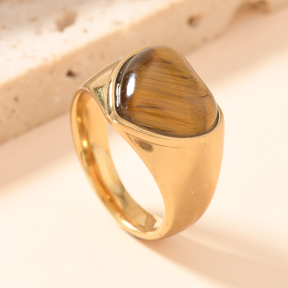 欧美新款不锈钢戒指铸造虎眼石几何戒指复古风情侣对戒批发厂家详情6