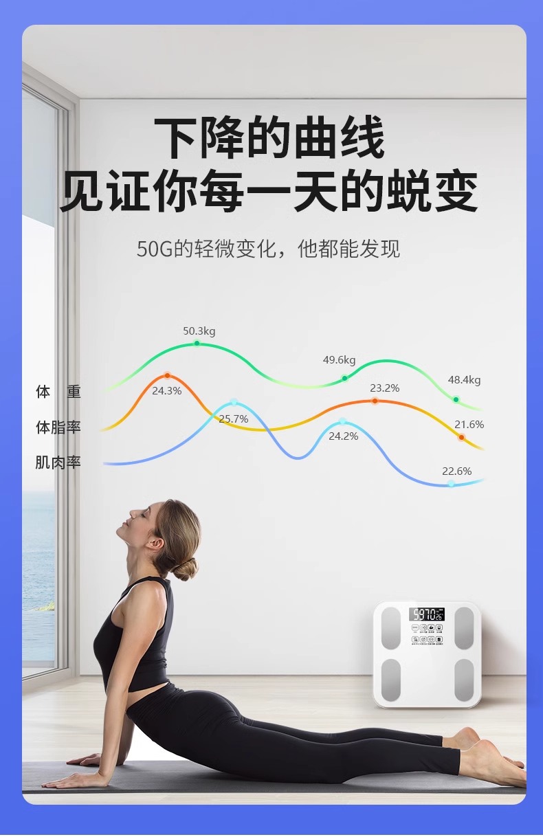 厂家批发代发智能体脂秤体重秤家用精准人体秤电子称健康秤脂肪秤详情24