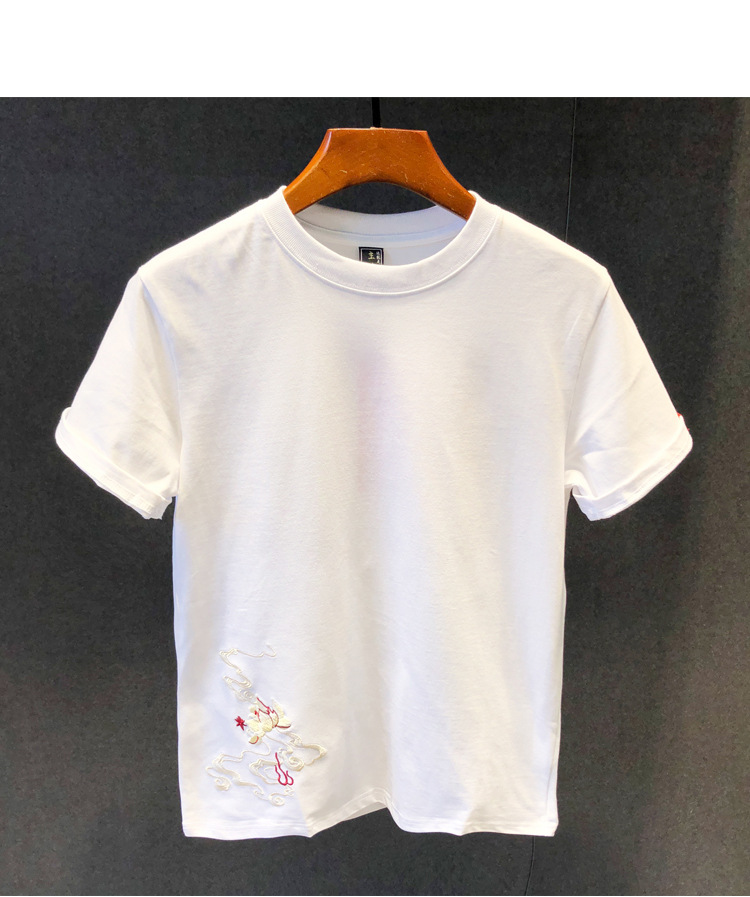 Summer Chinese trend embroidered half-sleeved T-shirt for men, loose and thin short-sleeved, phoenix embroidered casual round-neck T-shirt, breathable pic 9