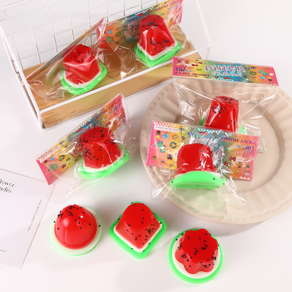 Fun Watermelon Jelly Kneading Fun, a popular imitation pudding, stress-relieving toy, slow rebound, release stress relief, food and play pic 9