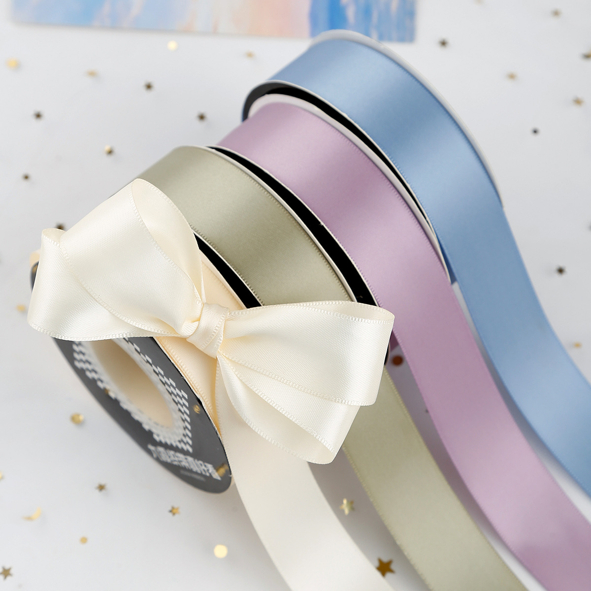 奈斯织带2.5cm双面加密丝带DIY涤纶缎带礼盒包装花束装饰蛋糕绶带服装配饰围巾丝巾防晒衣配件详情3