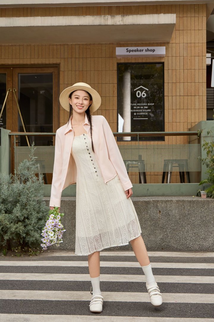 Counter quality lapel slimming sun-protective shirt, small waist sun-protective shirt, cool natural gauze sun-protective shirt, shoulder length 8022 pic 3