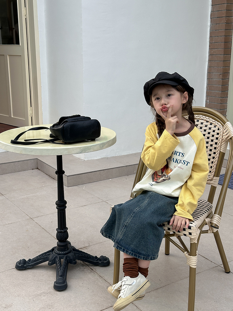 2024秋季新款儿童秋装长袖T恤上衣女童宝宝230克卡通插肩打底衫潮详情48