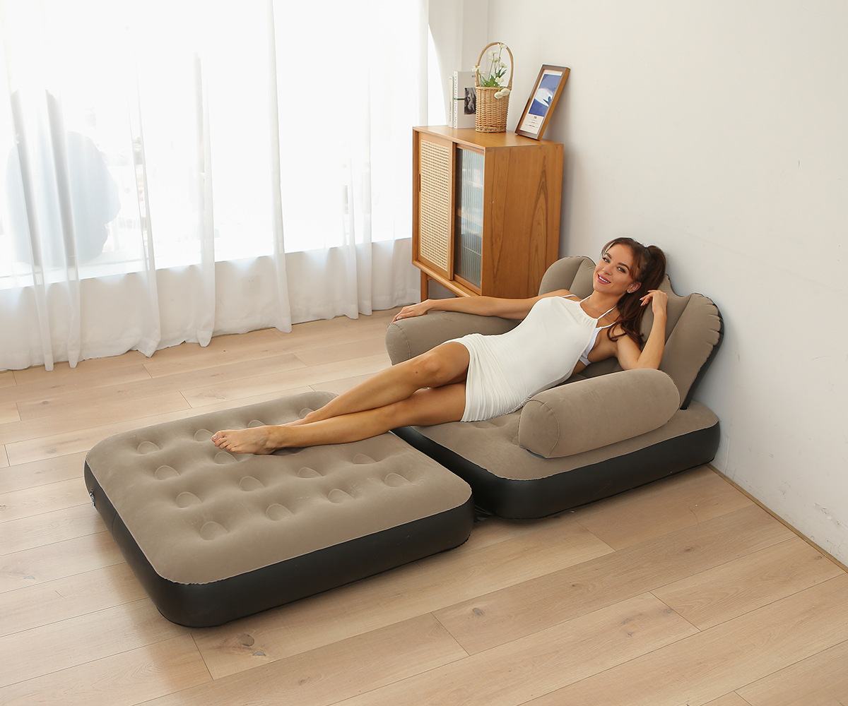 New folding dual-purpose inflatable sofa bed, thickened PVC lazy five-in-one sofa mattress, cross-border wholesale in stock pic 3