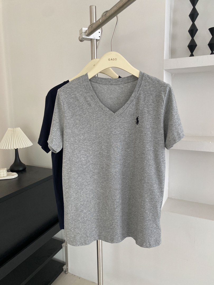 GAGD Korean-style V-neck embroidered short-sleeved T-shirt for women, a cool summer snowflake cotton loose casual top T-shirt pic 25