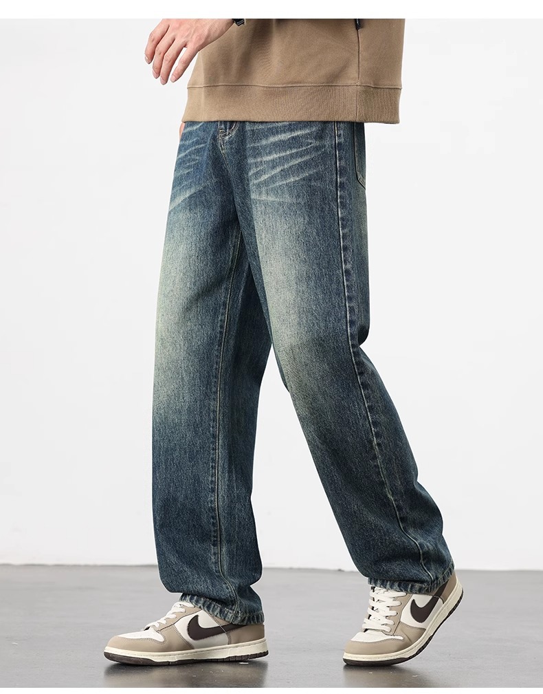 春秋季潮牌男士阔腿牛仔裤 直筒宽松美式高街风格 男生百搭休闲长裤子 其他分类款式随机详情8