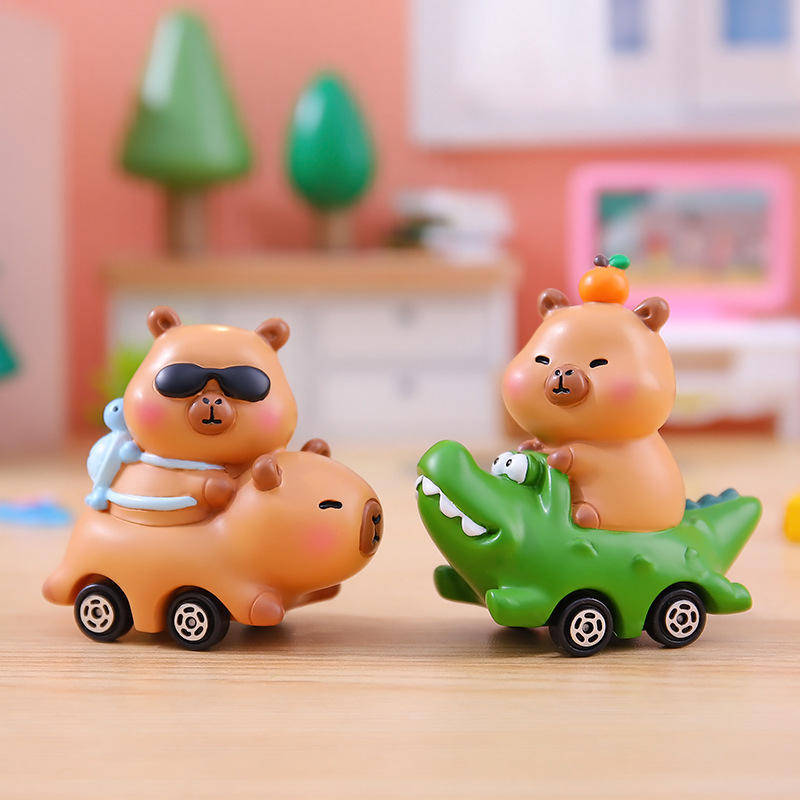 卡通潮玩忙忙碌碌的小水豚盲盒卡皮巴拉动物玩具车桌面小摆件批发详情42