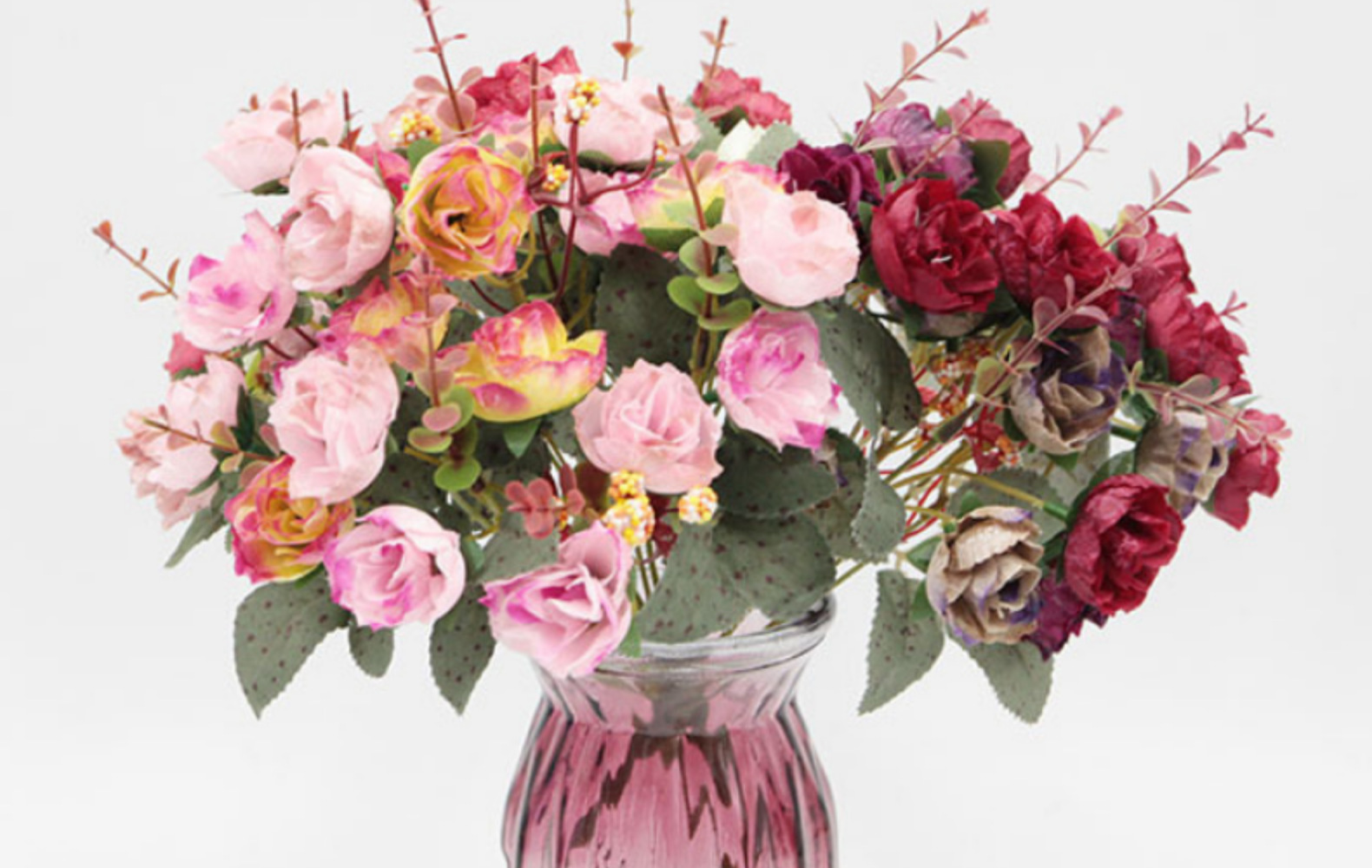 仿真花21头钻石玫瑰花秋色玫瑰花束婚礼家居扶手装饰假花摆件批发详情21