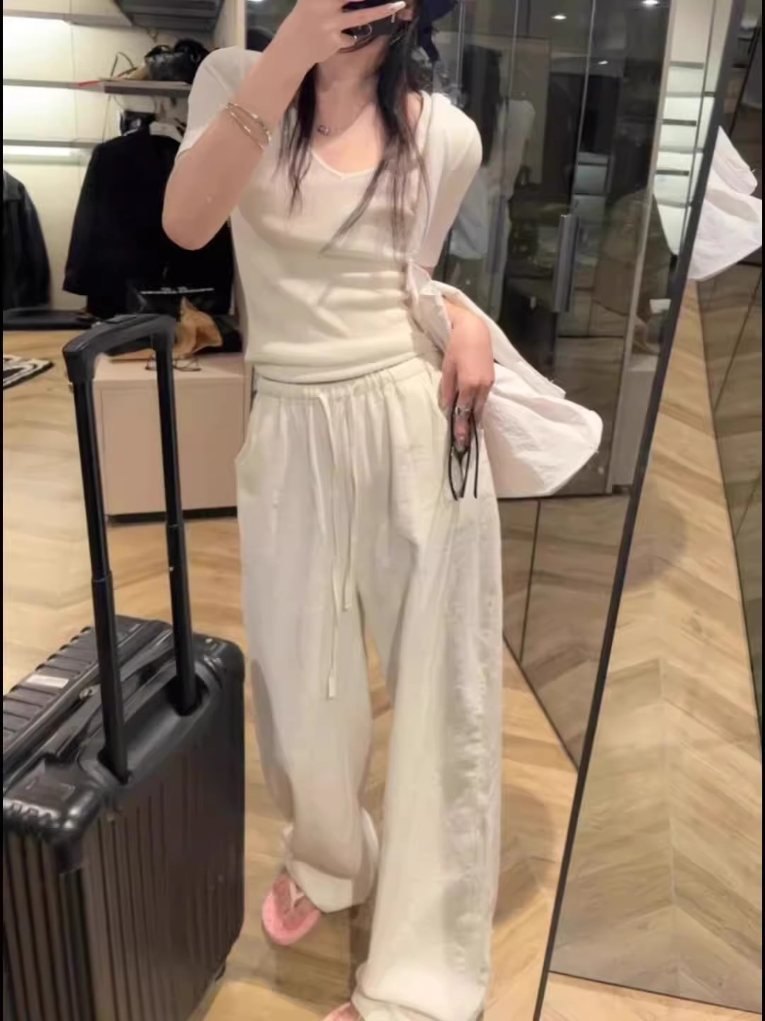 亚麻阔腿裤女夏薄款高腰垂感宽松显瘦拖地休闲裤窄版冰丝直筒长裤详情10