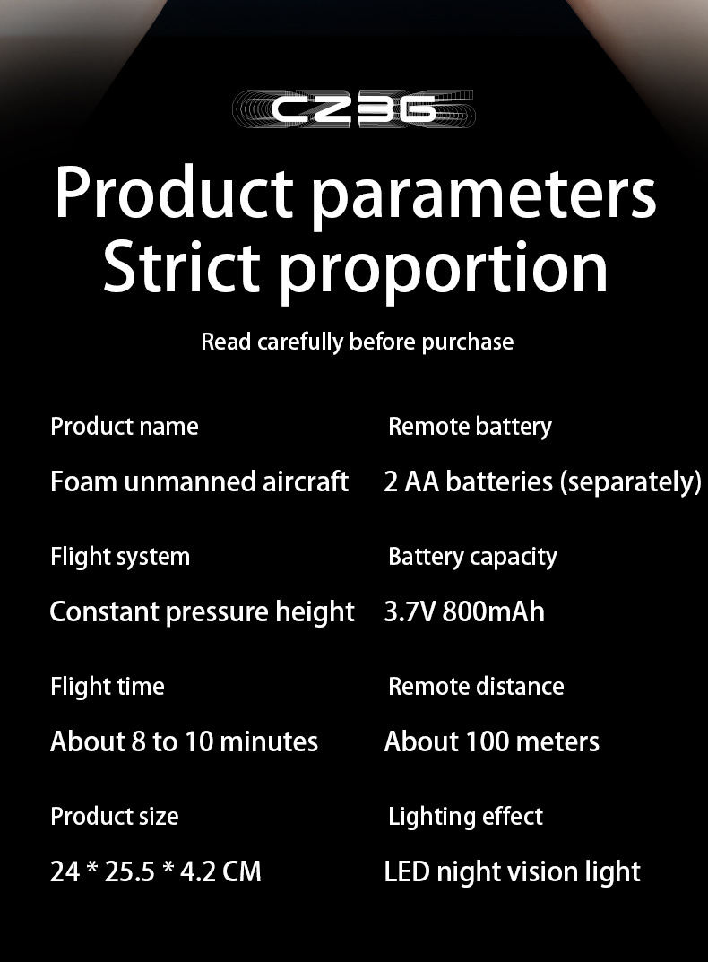 跨境CZ36四轴无人机2.4G固定翼泡沫飞机儿童户外玩具遥控飞机详情13