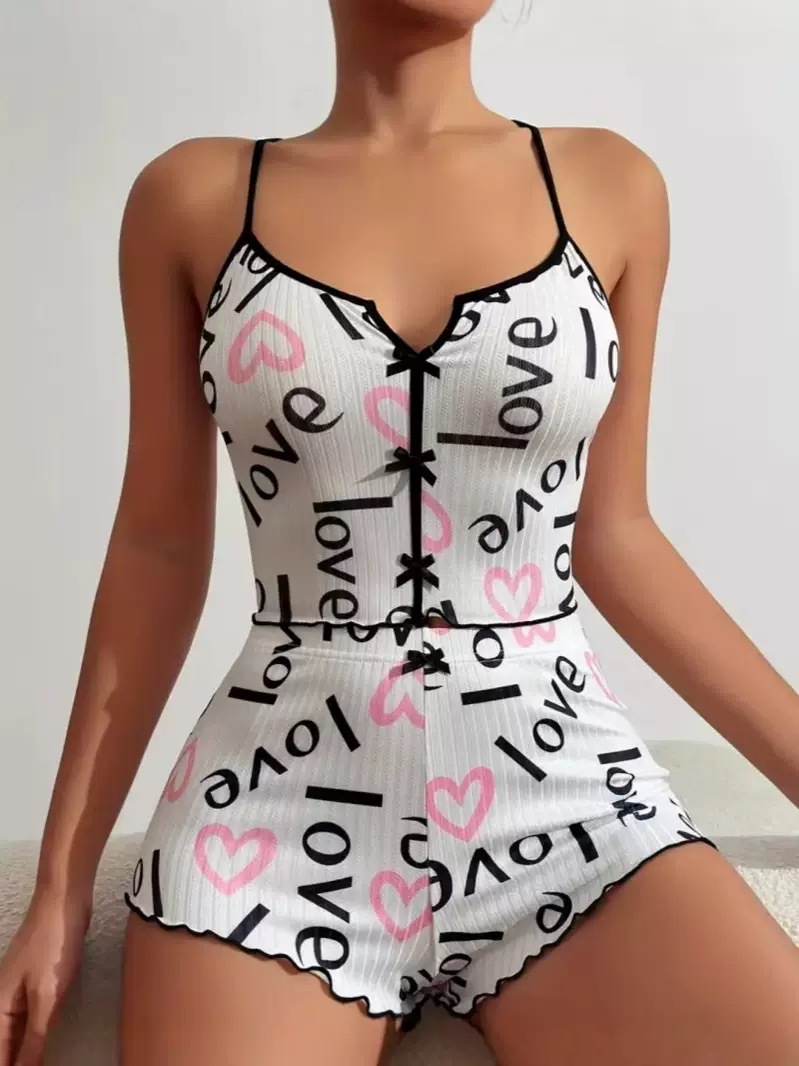 2025 New bestsellers: Bow-shaped home wear, ribbed set, halter shorts, pure and stylish pajamas for women in summer pic 14