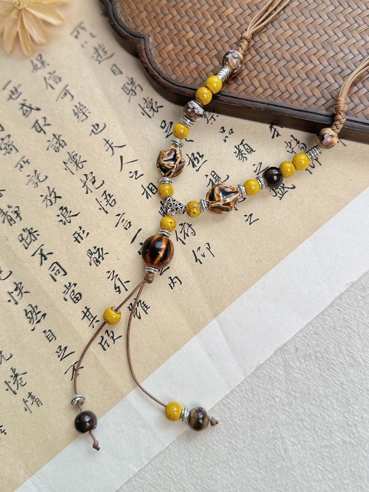 文创景德镇陶瓷项链蝴蝶跨境饰品批发国风文艺新中式手工编织项饰详情8