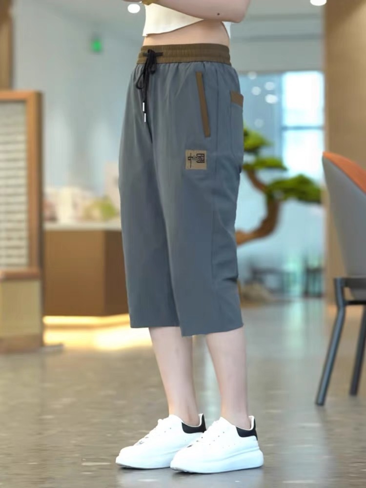 直筒休闲裤女夏季薄款冰丝速干运动裤潮流时尚百搭弹力女士七分裤详情13