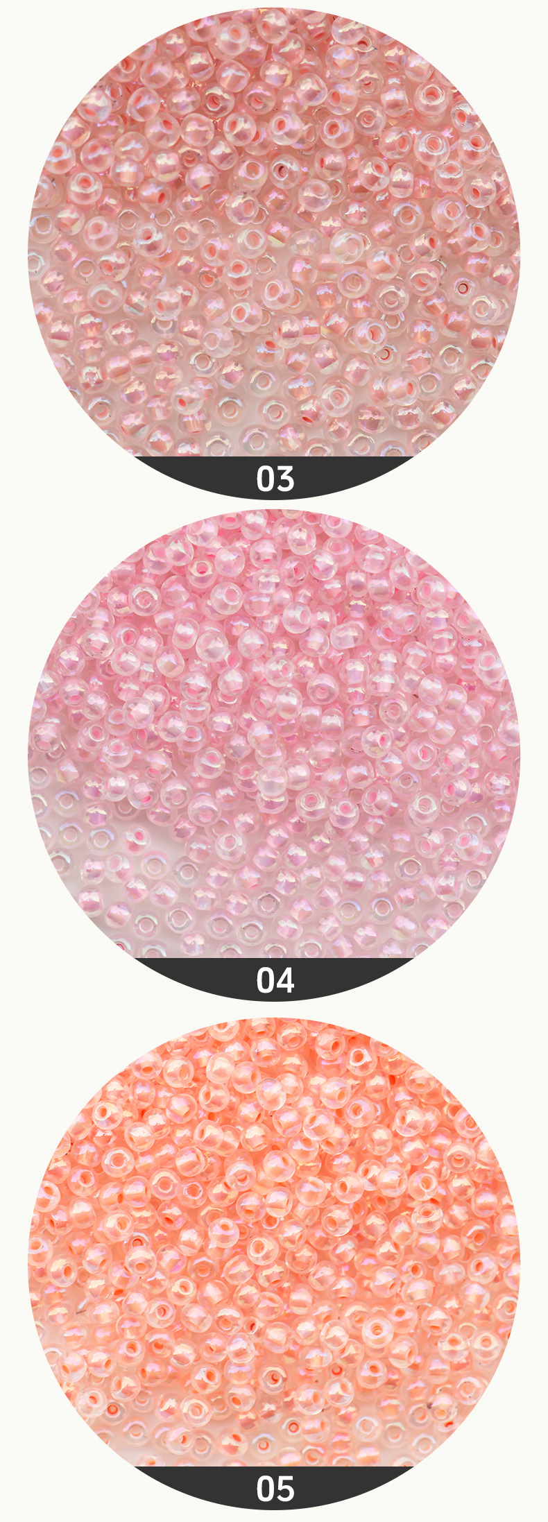 FGB千色玻璃米珠3mm染心幻彩圆珠diy饰品配件串珠手链散珠混珠详情4