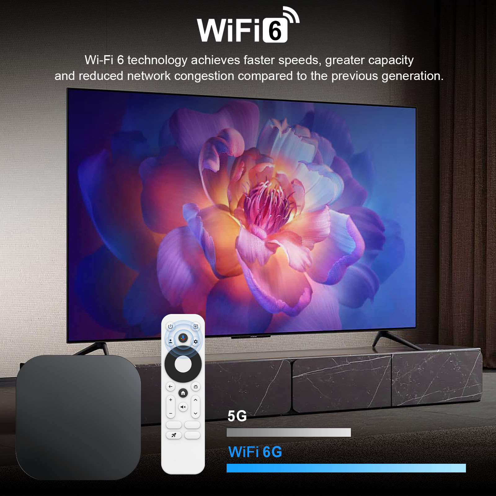 The Q2plus foreign trade network TV box with no buffer and WiFi6 high-definition smooth TV box supports Bluetooth voice pic 5