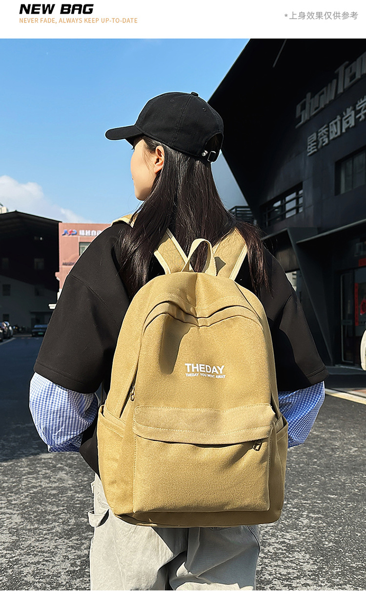 跨境港风双肩包男士大容量休闲韩版帆布大学生高中书包女潮流背包详情6