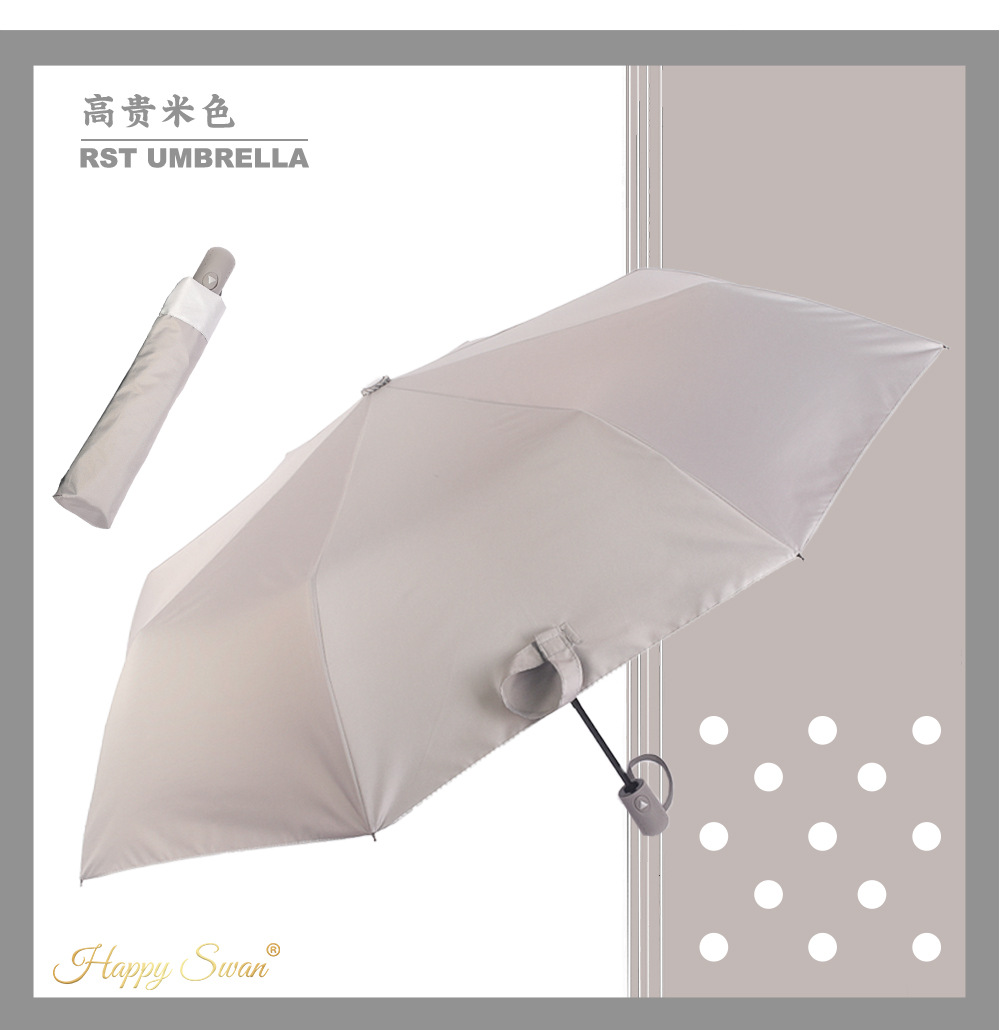 Automatic three-fold silver rubber umbrella, plain semi-automatic umbrella, 21-inch sun protection, foreign trade supply, in stock, advertising umbrella pic 16