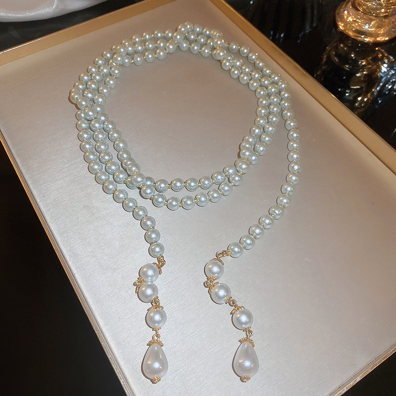 Irregular long pearl necklace, French light luxury style, sweater chain, niche simple and high-end necklace wholesale for women pic 58