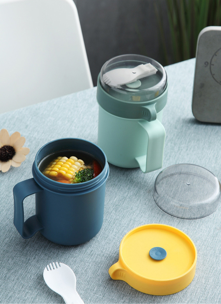 Aiyouke 304 taza de acero inoxidable sellado con la mano mantener la taza a los estudiantes trabajadores de oficina con cuchara de sopa portátil pic 26