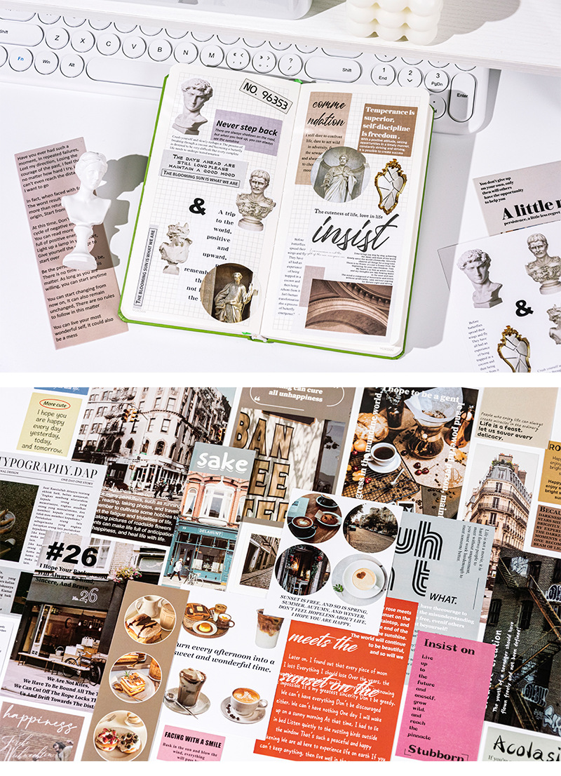 鑫奇新32张万千星辰系列素材包 浪漫复古城市文艺手账装饰贴纸包详情16