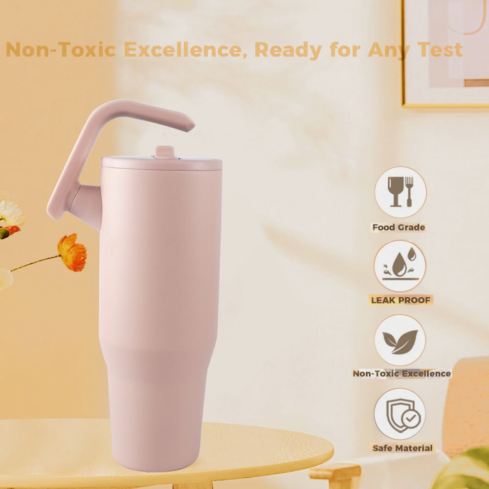 New solid-color stainless steel insulated cup, outdoor portable and fashionable straw cup, large-capacity simple cold insulation car cup pic 9