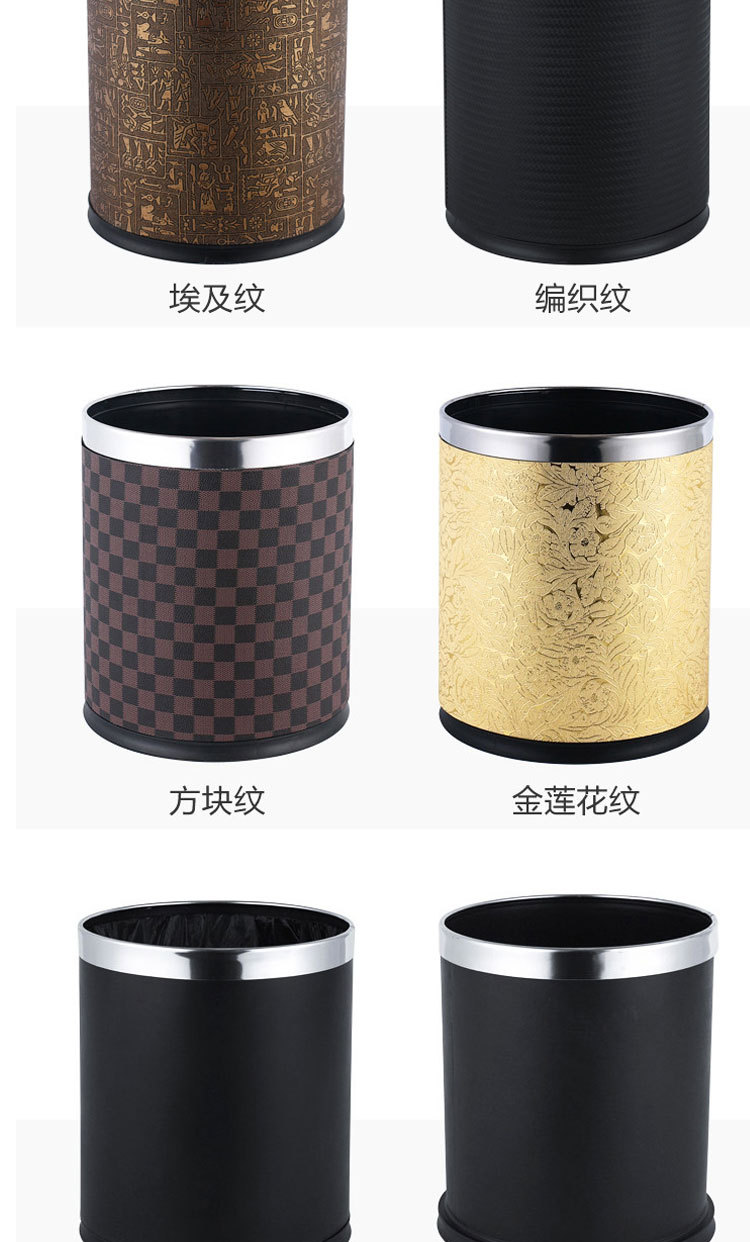酒店专用客房垃圾桶家用洗手间不锈钢办公室长方形双层无盖带压圈详情10