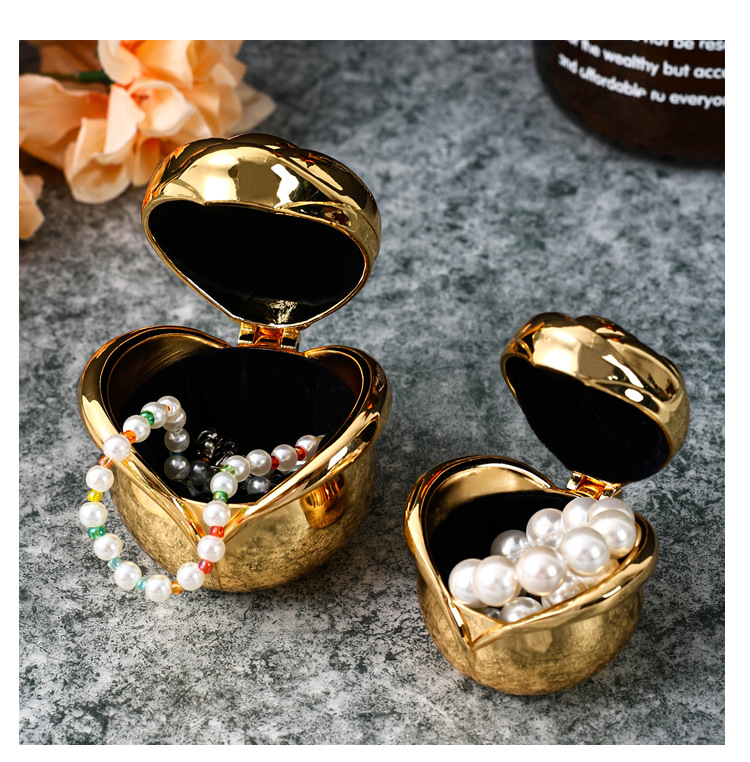 欧式金属玫瑰花苞首饰盒项链戒指盒高档结婚求爱珠宝盒精致收纳盒详情5