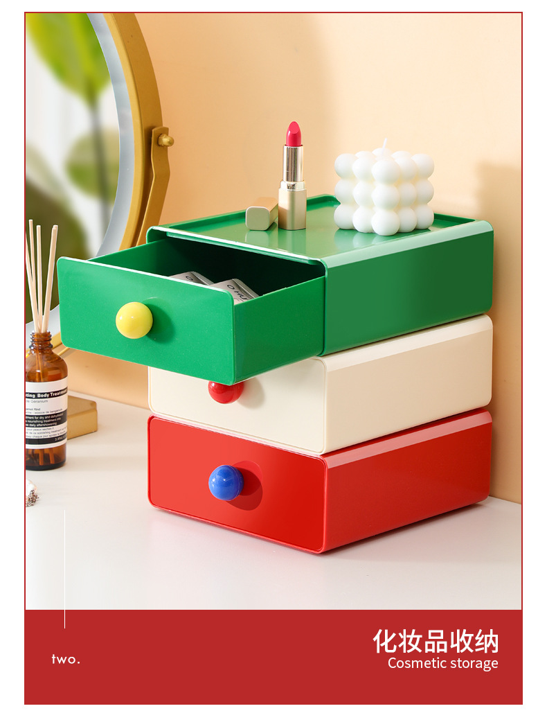 多巴胺桌面收纳盒抽屉式办公室桌面杂物整理盒子学生宿舍小置物架详情8