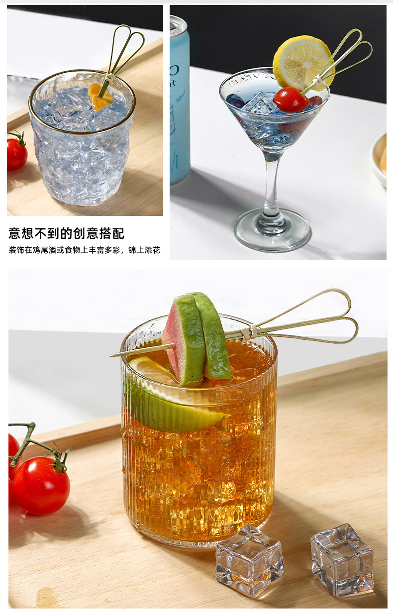 Disposable fruit skewers, creative art flower skewers, cute bamboo skewers, hamburger fruit toothpicks, cocktail accessories, commercial use pic 10