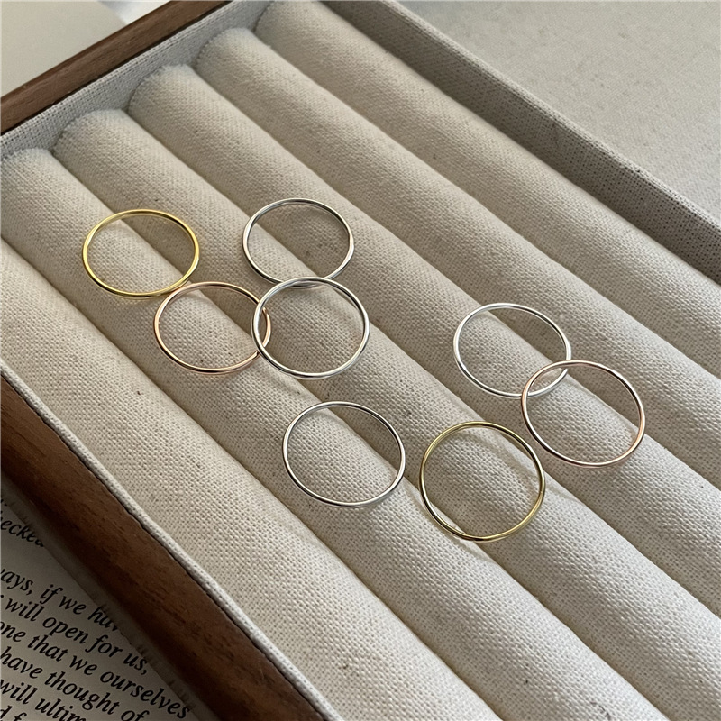 Wholesale S925 sterling silver aperture rings for women, 1.2mm to 1mm fine rings, fashionable band rings, and ring finger joint rings from the manufacturer pic 9