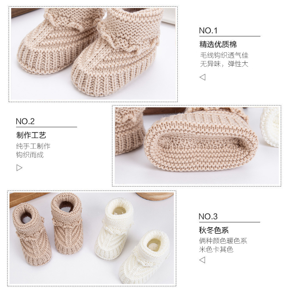 手工成品编织秋冬婴儿毛线鞋新生儿毛线鞋子宝宝针织鞋0-3-6个月详情18