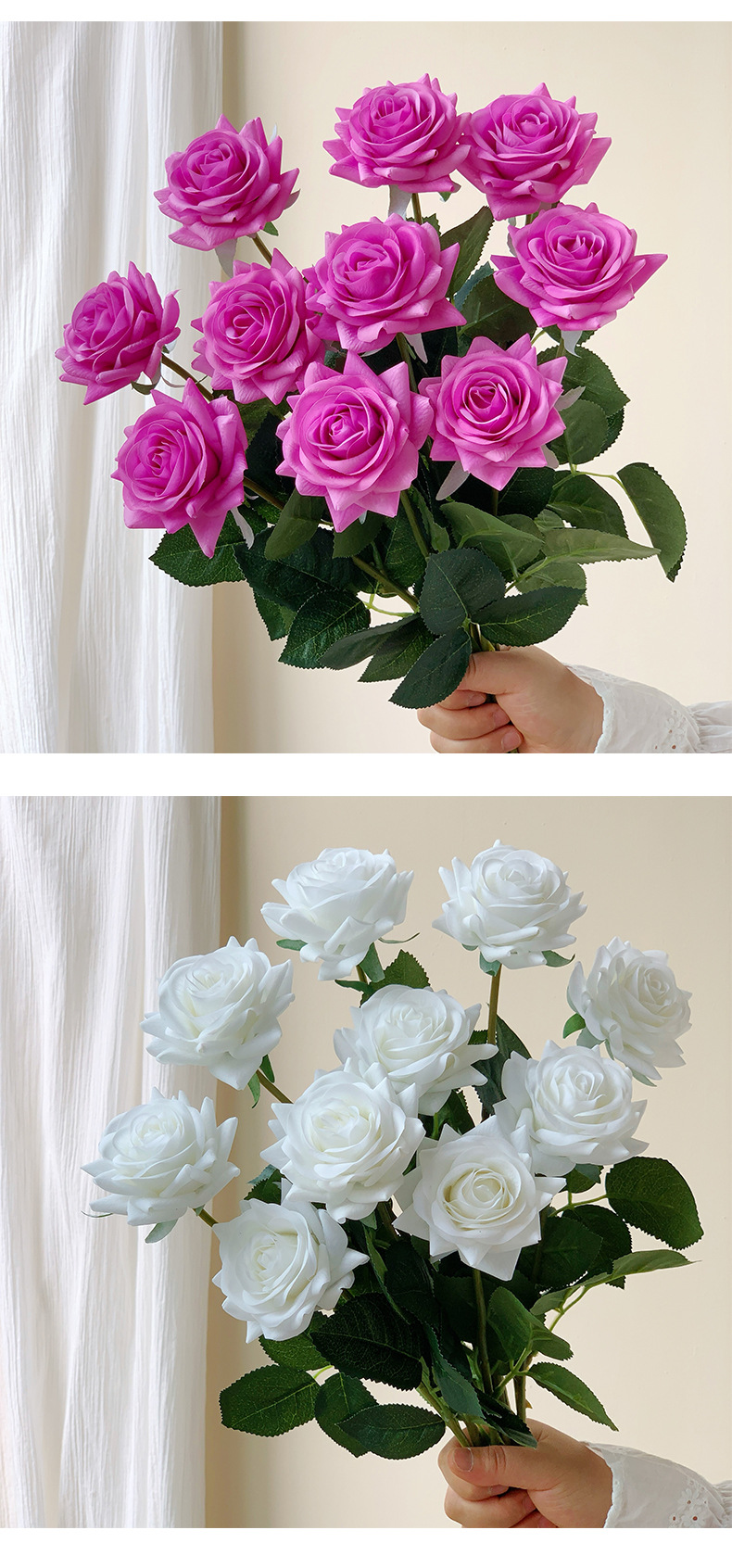 手感保湿润玫瑰花高级感逼真仿真花假花居装饰婚庆手捧花厂家批发详情18